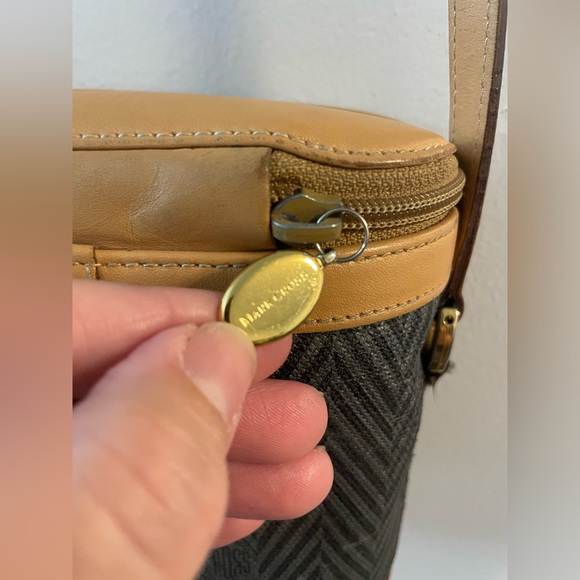 Vintage Mark Cross Crossbody Bag Beige Leather and Canvas Small 6.5” x 8” x 3” - Picture 9 of 14